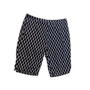 3X Susan Graver Pull On Navy Blue White Pattern Crop Pants Pockets Women's